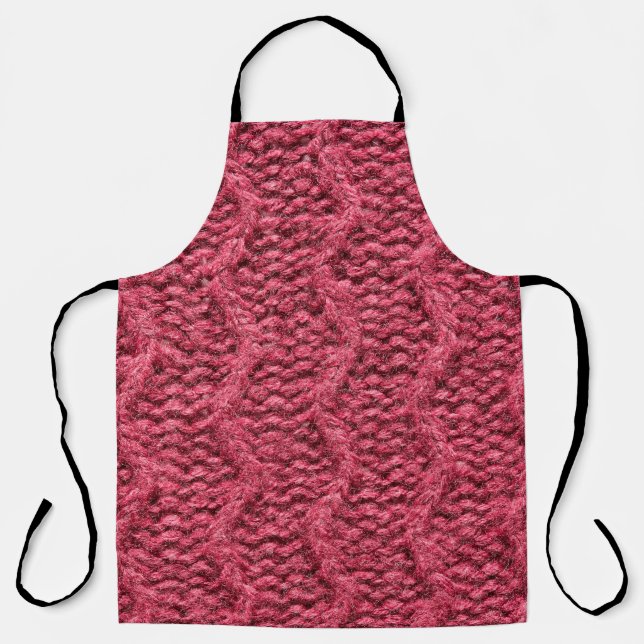 Lila Rot, aus Kirsche gestrickte Pulverkomponente Schürze (Vorderseite)