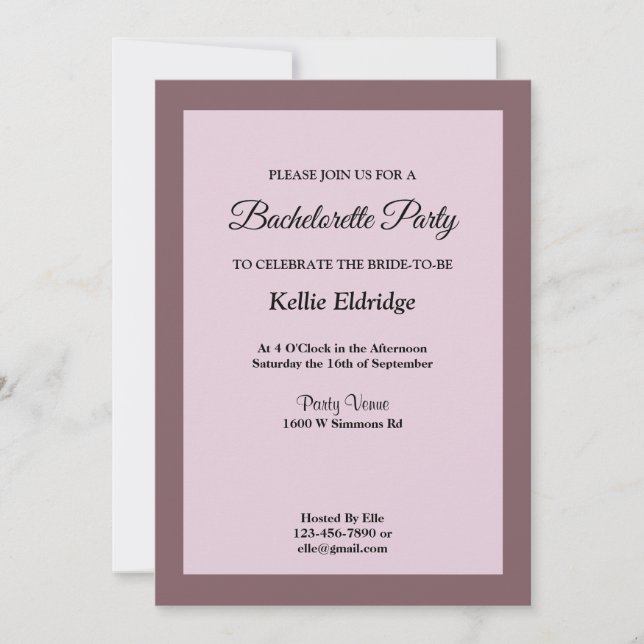 Lila/rot Gerahmter Junggeselinnen-Abschied Einladu Einladung (Vorderseite)