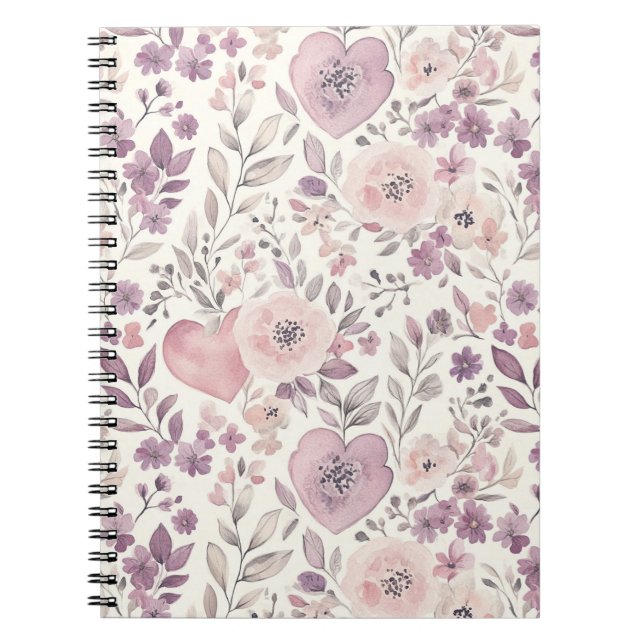 Lila Röte Rosa Blumen Notizblock (Vorderseite)