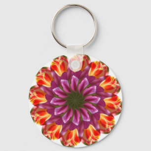 Lila, rote und gelbe Tulpen Schlüsselanhänger