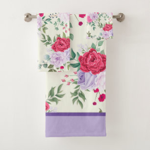 Lila. Roter Chor Badhandtuch Set