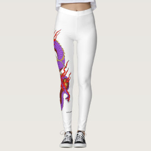 Lila Roter Drache auf weißen Leggings