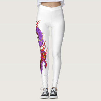 Lila Roter Drache auf weißen Leggings