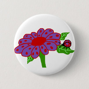 Lila roter Marienkäfer n mit Blumenknopf Button