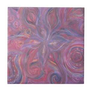 lila rotes abstraktes Blumenmuster Fliese