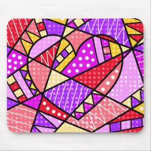 Lila Rotes Herz Pop Polka Dots Mousepad