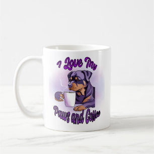 Lila Rottweiler: Ich Liebe meine Paws und Kaffee Kaffeetasse