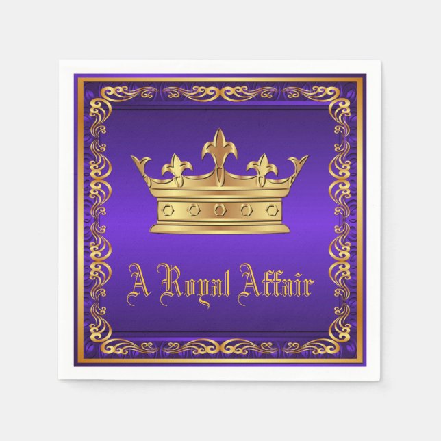 Lila Royal Crown Royal Party Event Serviette (Vorderseite)