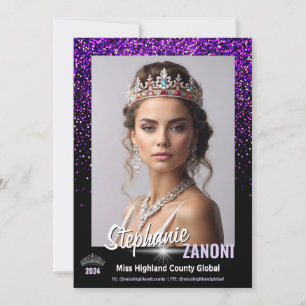 Lila Royale Pageant Autogrammkarte QR-Code Einladung
