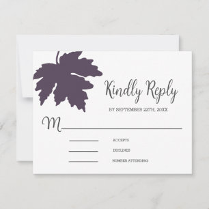 Lila RSVP-Karte für Ahornleder RSVP Karte