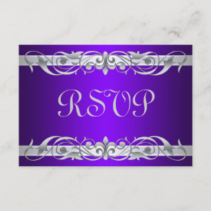 Lila RSVP-Karte für Großherzogtum Silver Scroll RSVP Karte