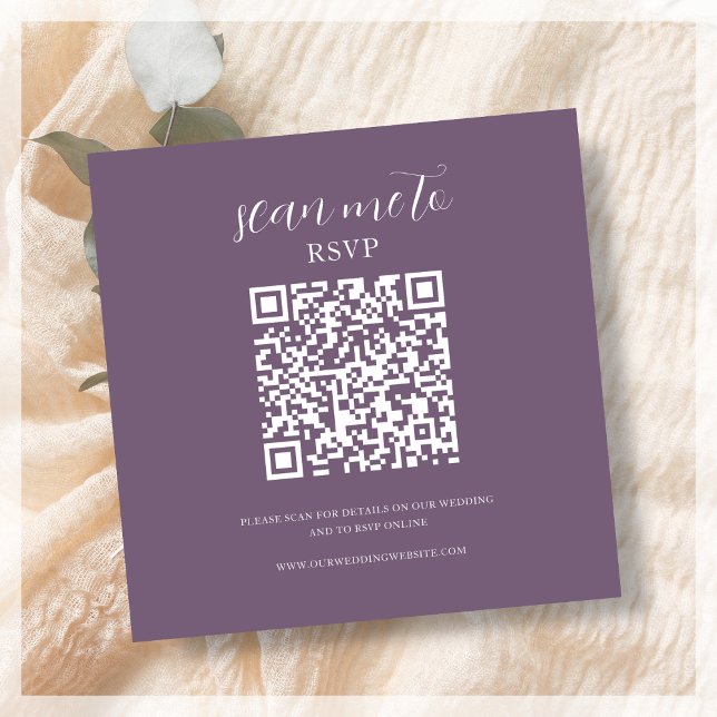 Lila | RSVP QR Code für Hochzeiten Begleitkarte (Von Creator hochgeladen)