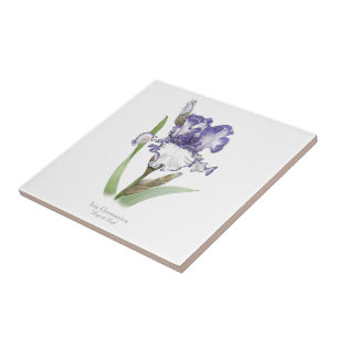 Lila Ruffled Iris Botanische Kunst Fliese