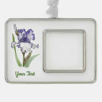 Lila Ruffled Iris Rahmen-Ornament Silber