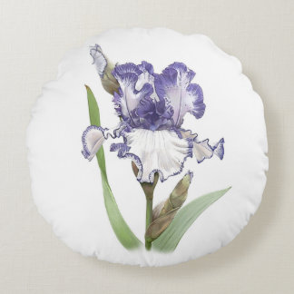 Lila Ruffled Iris Rundes Kissen