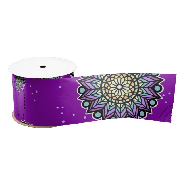 Lila rundes Designmuster Satinband (Spule)