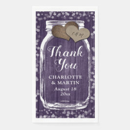 Lila Rustic Wood Mason Jar Wedding Vielen Dank Serviette