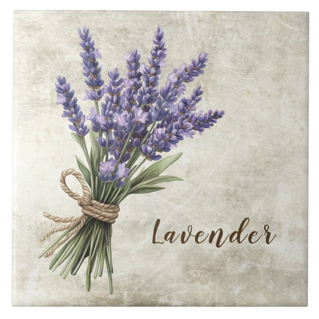 Lila Rustikale Blumeneffekt Fliesen (Vorderseite)