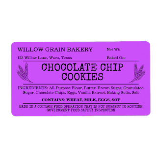 Lila Rustikale Cottage Schokoladen Chip Cookie Eti