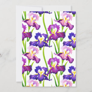 Lila rustikale Schwertlilien-Blumen in Aquarell Feiertagskarte