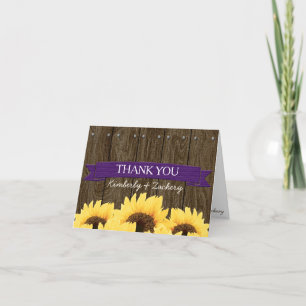 LILA RUSTIKALE SONNENBLUMEN HOCHZEIT DANKE-SCHÖN K DANKESKARTE