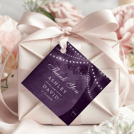 Lila Rustikale Treppenleuchten Hochzeit Geschenkanhänger