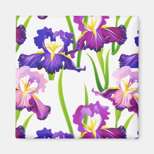 Lila Rustikale Wiese Iris Blume Aquarell Magnet