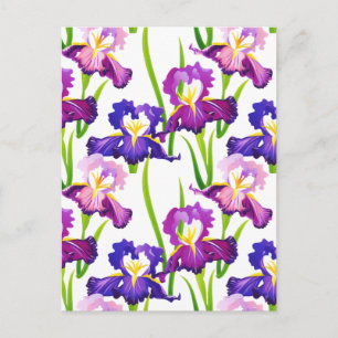 Lila Rustikale Wiese Iris Blume Aquarell Postkarte
