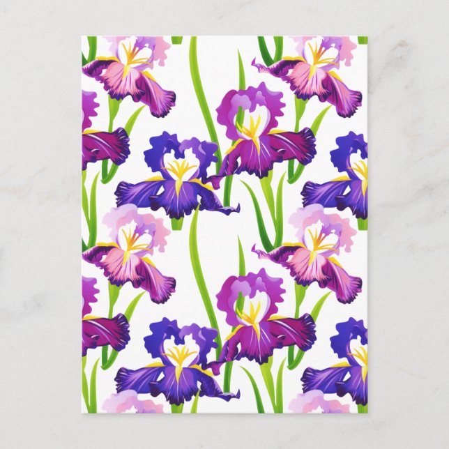 Lila Rustikale Wiese Iris Blume Aquarell Postkarte (Vorderseite)