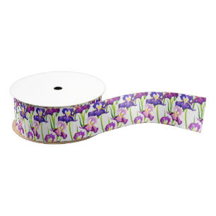 Lila Rustikale Wiese Iris Blume Aquarell Ripsband