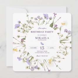 Lila rustikale Wildblumen Einladung