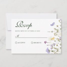 Lila rustikale Wildblumen RSVP Karte