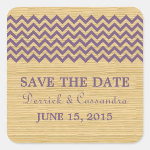 Lila Rustikale Zickzack Save the Date Stickers