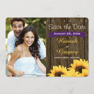 LILA RUSTISCHE SUNFLOWER--KARTE SAVE THE DATE