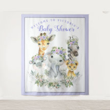 Lila Safari-Baby-Shower- Banner-Hintergrund XL