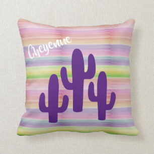 Lila Saguaro Cactus Südwest Wüste Sunset Kissen