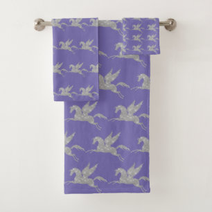 LILA SALVER UNICORN PATTERN BADEZIMMER TOWEL SET