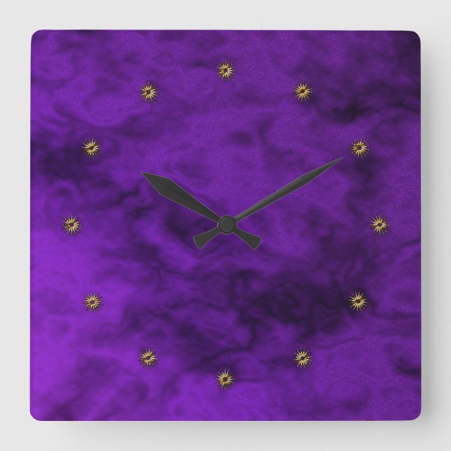lila Samt Quadratische Wanduhr (Vorderseite)