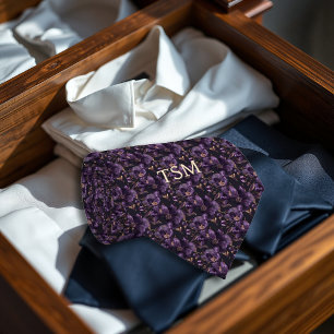 Lila Samt Rugged Floral Monogramm Anfangsbuchstabe Krawatte