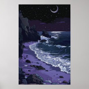 Lila Sand Beach Coastal Art Poster