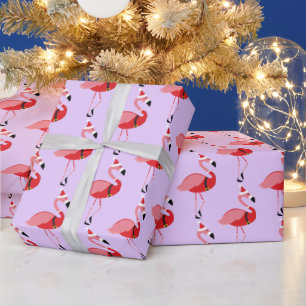 Lila Santa Pink Flamingo Weihnachten Geschenkpapier