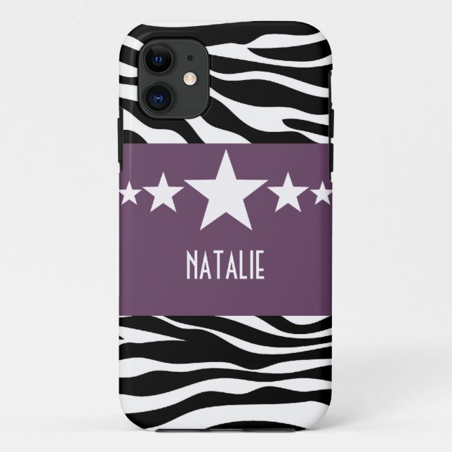Lila Sassy Star Zebra BT iPhone 5 Fall Case-Mate iPhone Hülle (Rückseite)