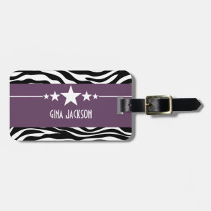 Lila Sassy Star Zebra Gepäcktag Gepäckanhänger