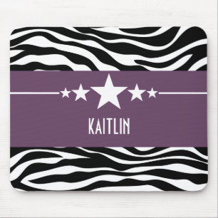 Lila Sassy Star Zebra Mousepad