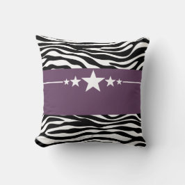 Lila Sassy Star Zebra Pillow Kissen