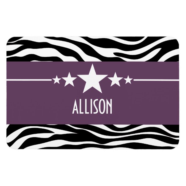 Lila Sassy Star Zebra Premium Magnet (Horizontal)
