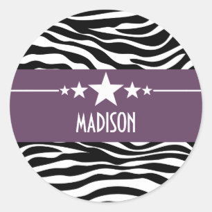 Lila Sassy Star Zebra Stickers