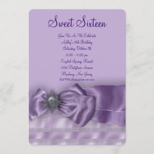 Lila Satin Sweet Sixteen Geburtstagsfeier Einladung