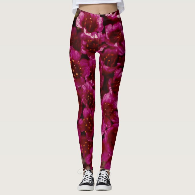 Lila Saxibrech Wildblume Arktis Küste Leggings (Vorderseite)