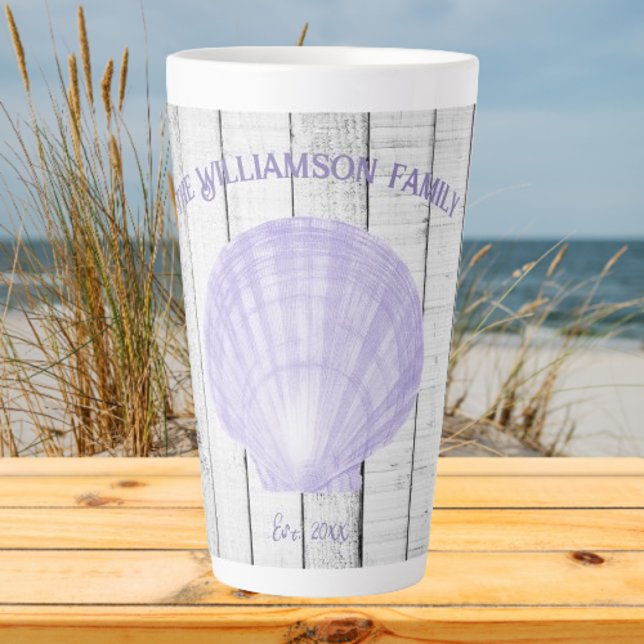 Lila Scallop-Muschel Latte Tasse (Purple Scallop Shell Personalized Latte Mug)